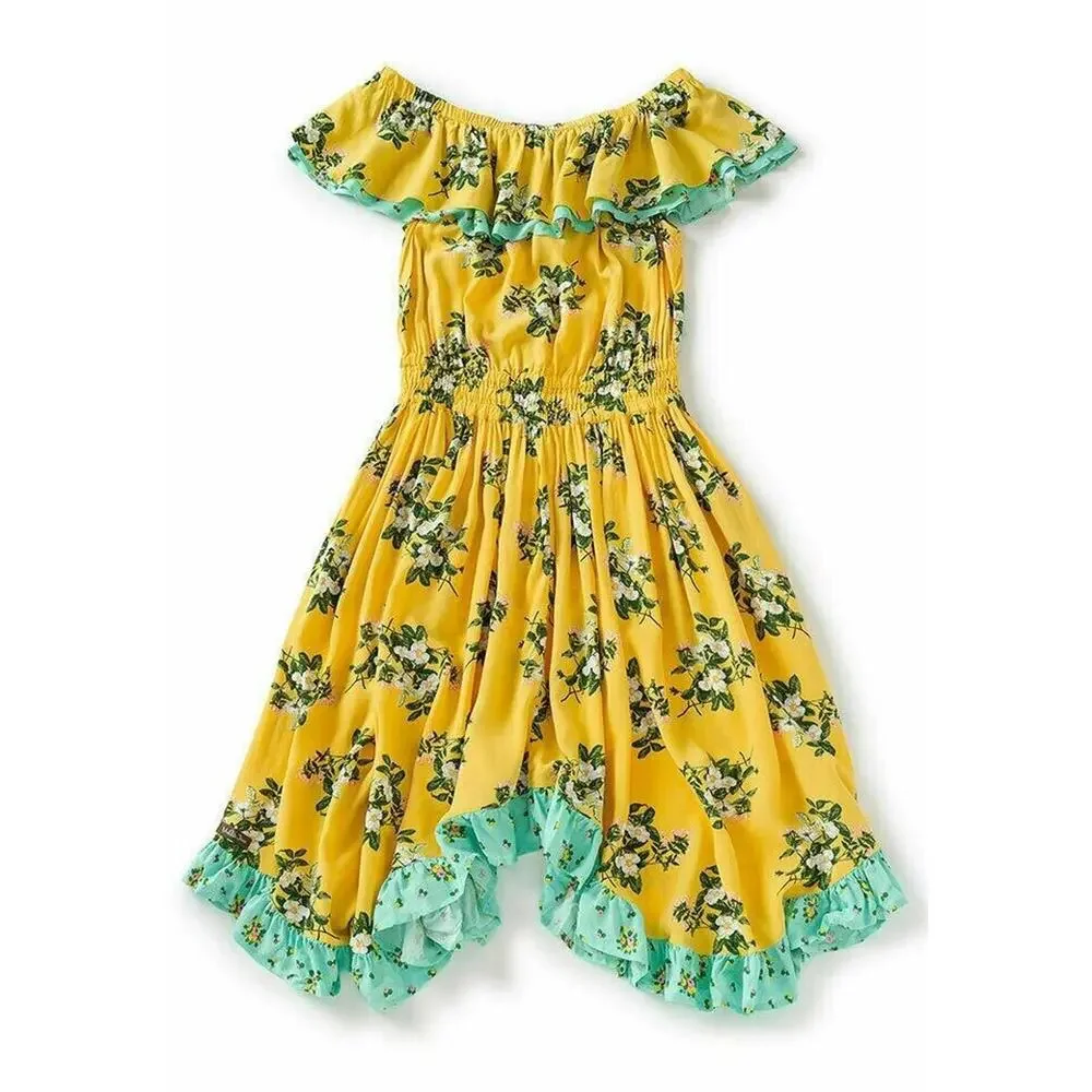 Matilda Jane Hooked On A Feeling Dress Yellow Ruffle Smocked Women's Size Small - Picture 4 of 14